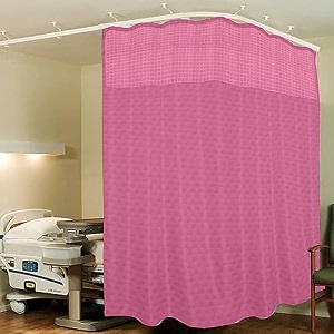 lushomes hospital partition curtains clinic curtains size 16 ft w x 7 ft h top net fabric 100 polyester 32 rustfree metal eyelets 32 plastic hook pink box 16x7 ft pk of 1