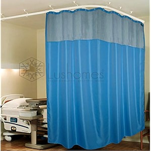 lushomes hospital partition curtains clinic curtains size 12 ft w x 7 ft h top net fabric 100 polyester 24 rustfree metal eyelets 24 plastic hook dark blue zig zag 12x7 ft pk of 1