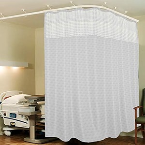 lushomes hospital partition curtains clinic curtains size 8 ft w x 7 ft h top net fabric 100 polyester 16 rustfree metal eyelets 16 plastic hook white checks 8x7 ft pk of 1