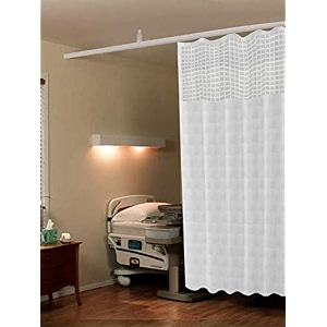 lushomes hospital partition curtains clinic curtains size 4 ft w x 7 ft h top net fabric 100 polyester 8 rustfree metal eyelets and 8 plastic hook white checks design 4x7 ft pk of 1