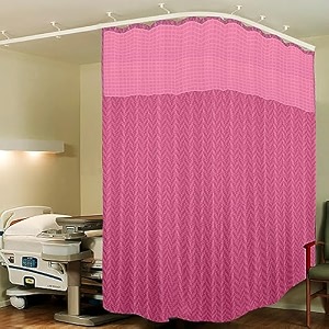 lushomes hospital partition curtains clinic curtains size 18 ft w x 7 ft h top net fabric 100 polyester 36 rustfree metal eyelets 36 plastic hook pink zig zag design 18x7 ft pk of 1