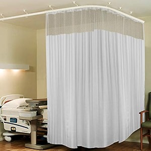 lushomes hospital partition curtains clinic curtains size 8 ft w x 7 ft h top net fabric 100 polyester 16 rustfree metal eyelets 16 plastic hook white 8x7 ft pk of 1