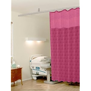 lushomes hospital partition curtains clinic curtains size 4 ft w x 7 ft h top net fabric 100 polyester 8 rustfree metal eyelets and 8 plastic hook pink checks design 4x7 ft pk of 1