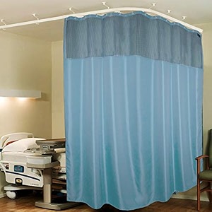 lushomes hospital partition curtains clinic curtains size 18 ft w x 7 ft h top net fabric 100 polyester 36 rustfree metal eyelets 36 plastic hook sky blue zig zag 18x7 ft pk of 1