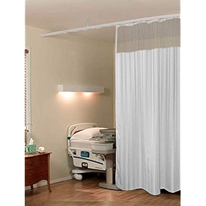 lushomes hospital partition curtains clinic curtains size 6 ft w x 7 ft h top net fabric 100 polyester 12 rustfree metal eyelets 12 plastic hook white stripes design 6x7 ft pk of 1
