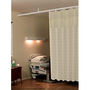 lushomes hospital partition curtains clinic curtains size 4 ft w x 7 ft h top net fabric 100 polyester 8 rustfree metal eyelets and 8 plastic hook cream checks design 4x7 ft pk of 1