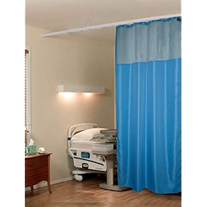 lushomes hospital partition curtains clinic curtains size 6 ft w x 7 ft h top net fabric 100 polyester 12 rustfree metal eyelets 12 plastic hook dark blue zig zag 6x7 ft pk of 1