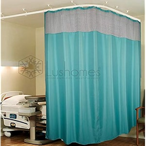 lushomes hospital partition curtains clinic curtains size 12 ft w x 7 ft h top net fabric 100 polyester 24 rustfree metal eyelets 24 plastic hook dark green zig zag 12x7 ft pk of 1