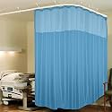 Lushomes Polyester Cubes Square ICU Partition Net Hospital Curtain with Eyelets and C-Hooks (Single pc) (Sky Blue, Waves, 96x85 in)