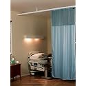 Lushomes Hospital Partition Curtains, Clinic Curtains Size 6 FT W x 7 ft H, Top Net Fabric, 100% Polyester 12 Rustfree Metal Eyelets 12 Plastic Hook, Sky Blue, Stripes (6x7 FT, Pk of 1)