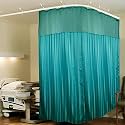 Lushomes Polyester Cubes Square ICU Partition Net Hospital Grommet Curtains with Eyelets and C-Hooks (Single Pc) (Dark Green, Stripes, 180X84 Inches)