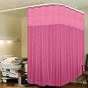 Lushomes Hospital Partition Curtains, Clinic Curtains Size 9 FT W x 7 ft H, Top Net Fabric, 100% Polyester 18 Rustfree Metal Eyelets 18 Plastic Hook, Pink, Zig Zag Design (9x7 FT, Pk of 1)