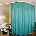 Lushomes Hospital Partition Curtains, Clinic Curtains Size 8 FT W x 7 ft H, Top Net Fabric, 100% Polyester 16 Rustfree Metal Eyelets 16 Plastic Hook, Dark Green Zig Zag, (8x7 FT, Pk of 1)