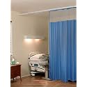 Lushomes Hospital Partition Curtains, Clinic Curtains Size 6 FT W x 7 ft H, Top Net Fabric, 100% Polyester 12 Rustfree Metal Eyelets 12 Plastic Hook, Dark Blue, Stripes (6x7 FT, Pk of 1)