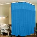 Lushomes Hospital Partition Curtains, Clinic Curtains Size 16 FT W x 7 ft H, Top Net Fabric, 100% Polyester 32 Rustfree Metal Eyelets 32 Plastic Hook, Dark Blue, Box (16x7 FT, Pk of 1)
