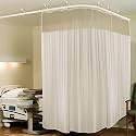 Lushomes Hospital Partition Curtains, Clinic Curtains Size 10 FT W x 7 ft H, Top Net Fabric, 100% Polyester 20 Rustfree Metal Eyelets 20 Plastic Hook, Cream, Stripes Design (10x7 FT, Pk of 1)