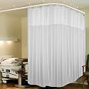 Lushomes Hospital Partition Curtains, Clinic Curtains Size 16 FT W x 7 ft H, Top Net Fabric, 100% Polyester 32 Rustfree Metal Eyelets 32 Plastic Hook, White, Zig Zag Design (16x7 FT, Pk of 1)