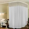 Lushomes Hospital Partition Curtains, Clinic Curtains Size 16 FT W x 7 ft H, Top Net Fabric, 100% polyester 32 Rustfree Metal Eyelets 32 Plastic Hook, White, Stripes (16x7 FT, Pk of 1)