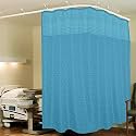 Lushomes Hospital Partition Curtains, Clinic Curtains Size 10 FT W x 7 ft H, Top Net Fabric, 100% Polyester 20 Rustfree Metal Eyelets 20 Plastic Hook, Sky Blue, Box Design (10x7 FT, Pk of 1)