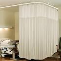 Lushomes Polyester Cubes Square ICU Partition Net Hospital Curtain with Eyelets and C-Hooks (Single pc) (Cream, Waves, 144x85 in)