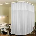 Lushomes Hospital Partition Curtains, Clinic Curtains Size 10 FT W x 7 ft H, Top Net Fabric, 100% Polyester 20 Rustfree Metal Eyelets 20 Plastic Hook, White, Zig Zag Design (10x7 FT, Pk of 1)