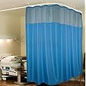 Lushomes Hospital Partition Curtains, Clinic Curtains Size 12 FT W x 7 ft H, Top Net Fabric, 100% Polyester 24 Rustfree Metal Eyelets 24 Plastic Hook, Dark Blue Zig Zag, (12x7 FT, Pk of 1)