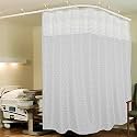 Lushomes Hospital Partition Curtains, Clinic Curtains Size 8 FT W x 7 ft H, Top Net Fabric, 100% Polyester 16 Rustfree Metal Eyelets 16 Plastic Hook, White Checks, (8x7 FT, Pk of 1)