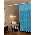 Lushomes Hospital Partition Curtains, Clinic Curtains Size 4 FT W x 7 ft H, Top Net Fabric, 100% Polyester 8 Rustfree Metal Eyelets and 8 Plastic Hook, Sky Blue Checks, (4x7 FT, Pk of 1)