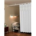 Lushomes Hospital Partition Curtains, Clinic Curtains Size 4 FT W x 7 ft H, Top Net Fabric, 100% Polyester 8 Rustfree Metal Eyelets and 8 Plastic Hook, White Checks Design, (4x7 FT, Pk of 1)