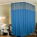 Lushomes Hospital Partition Curtains, Clinic Curtains Size 15 FT W x 7 ft H, Top Net Fabric, 100% Polyester 30 Rustfree Metal Eyelets 30 Plastic Hook, Dark Blue, Zig Zag (15x7 FT, Pk of 1)