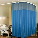 Lushomes Hospital Partition Curtains, Clinic Curtains Size 18 FT W x 7 ft H, Top Net Fabric, 100% Polyester 36 Rustfree Metal Eyelets 36 Plastic Hook, Dark Blue Zig Zag (18x7 FT, Pk of 1)