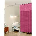 Lushomes Hospital Partition Curtains, Clinic Curtains Size 4 FT W x 7 ft H, Top Net Fabric, 100% Polyester 8 Rustfree Metal Eyelets and 8 Plastic Hook, Pink Checks Design, (4x7 FT, Pk of 1)