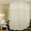 Lushomes Hospital Partition Curtains, Clinic Curtains Size 10 FT W x 7 ft H, Top Net Fabric, 100% Polyester 20 Rustfree Metal Eyelets 20 Plastic Hook, Cream, Zig Zag Design(10x7 FT, Pk of 1)