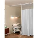 Lushomes Hospital Partition Curtains, Clinic Curtains Size 6 FT W x 7 ft H, Top Net Fabric, 100% Polyester 12 Rustfree Metal Eyelets 12 Plastic Hook, White, Stripes Design (6x7 FT, Pk of 1)