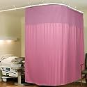 Lushomes Hospital Partition Curtains, Clinic Curtains Size 6 FT W x 7 ft H, Top Net Fabric, 100% Polyester 12 Rustfree Metal Eyelets 12 Plastic Hook, Pink, Stripes Design (6x7 FT, Pk of 1)