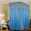 Lushomes Hospital Partition Curtains, Clinic Curtains Size 18 FT W x 7 ft H, Top Net Fabric, 100% Polyester 36 Rustfree Metal Eyelets 36 Plastic Hook, Dark Blue, Stripes (18x7 FT, Pk of 1)