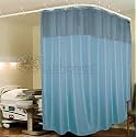Lushomes Hospital Partition Curtains, Clinic Curtains Size 12 FT W x 7 ft H, Top Net Fabric, 100% Polyester 24 Rustfree Metal Eyelets 24 Plastic Hook, Sky Blue Zig Zag, (12x7 FT, Pk of 1)