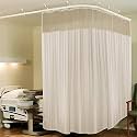 Lushomes Hospital Partition Curtains, Clinic Curtains Size 9 FT W x 7 ft H, Top Net Fabric, 100% Polyester 18 Rustfree Metal Eyelets 18 Plastic Hook, Dark Blue, Stripes (9x7 FT, Pk of 1)
