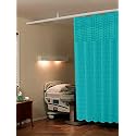 Lushomes Polyester Cubes Square ICU Partition Net Hospital Curtain with Eyelets and C-Hooks (Single pc) (Dark Green, Box Design, 47x85 in)