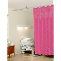 Lushomes Hospital Partition Curtains, Clinic Curtains Size 4 FT W x 7 ft H, Top Net Fabric, 100% Polyester 8 Rustfree Metal Eyelets 8 Plastic Hook, Pink Zig Zag Design, (4x7 FT, Pk of 1)
