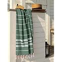 Lushomes Towels for Bath, Hammam Peacock Green Beach Fouta Towel Cotton Multipurpose Towel with Fringes (76 x 152 cms, Single Pc).