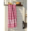 Lushomes Towels for Bath, Hammam Rose Beach Fouta Towel Cotton Multipurpose Towel with Fringes (76 x 152 cms, Single Pc).