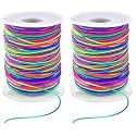 LUSTEMBER 1mm Stretchy Bracelet String, Sturdy Rainbow Elastic String Elastic Cord for Jewelry Making, Necklaces, Beading and Crafts (Pack of 2)