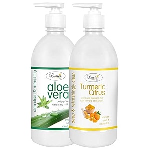 luster aloe vera amp turmeric citrus cleansing milk  for smooth amp deep clean skin  makeup remover  paraben free - 500ml pack of 2
