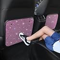 Luster Crystal Car Seat Back Protectors Automobile Kick Mats with Sparkling Rhinestones, Bling Bling Diamond Auto Seat Back Kick Protectors Interior Accessories Universal Fit Pink 2Pcs