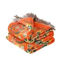 LUTBM Boho Throw Blanket for Bed 60"x80", 100% Cotton Orange Couch Blankets