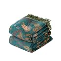 LUTBM Boho Throw Blanket for Couch 50"x60", 100% Cotton Soft Bed Blankets