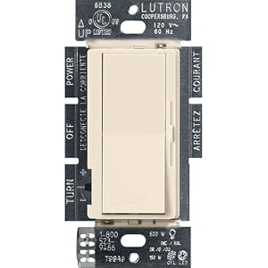 lutron diva led dimmer switch for dimmable led halogen and incandescent bulbs 150wsingle-pole or 3-way dvcl-153p-la light almond