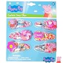 LUV HER Peppa Pig Toys For Girls, 6pc Cute Hair Clips with Favorite Character Charms, Gifts Magical Confetti Snaps for Kids, Ages 3+