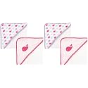 Luvable Friends Unisex Baby Cotton Terry Hooded Towels, Pink Whale, One Size (Pack of 2)